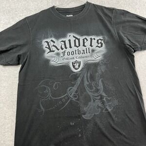 Oakland Raiders T-Shirt Y2K Mens XL Cyber Cryptic Goth Graphic Tee Black NFL